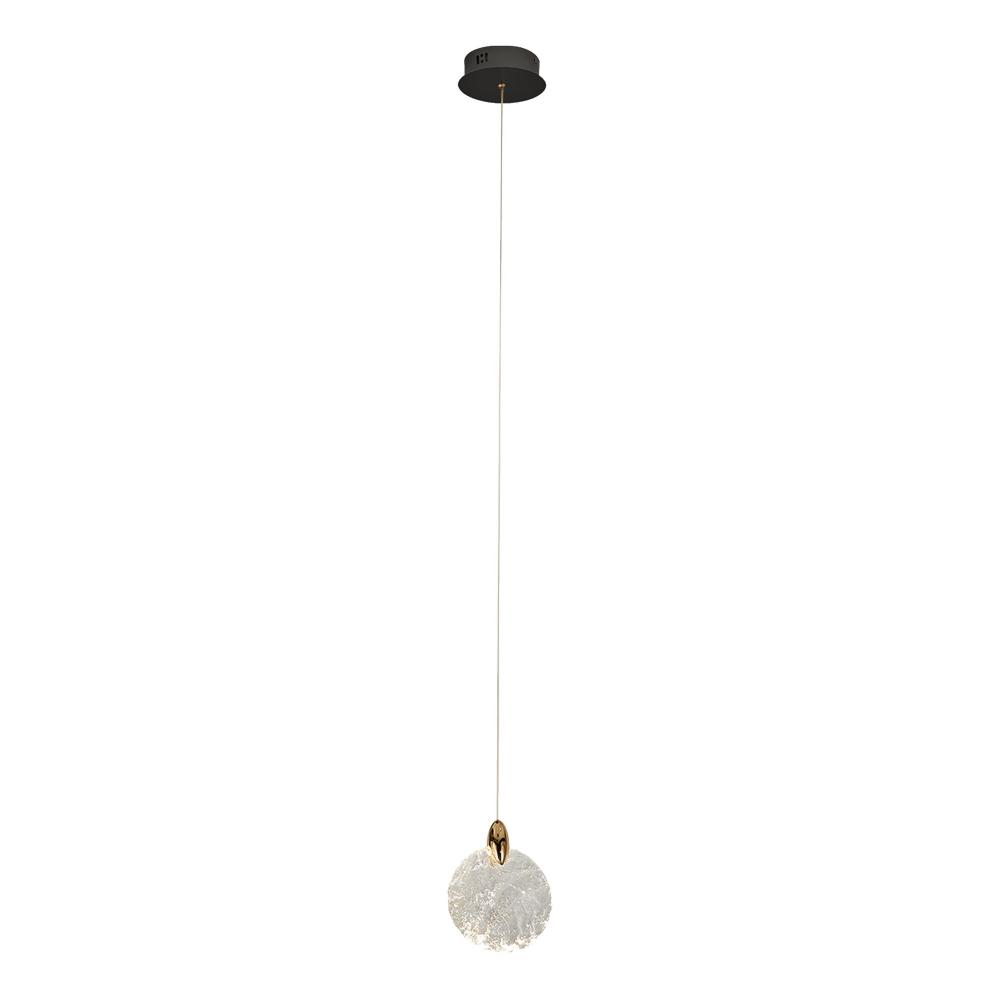 Snowflake 1 Light Integrated LED Pendant, Satin Brass