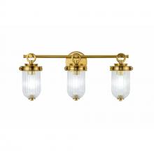 Artcraft AC12023BR - Myla 3 Light Bathroom, Vintage Brass with Ribbed Glass Glassware