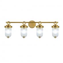 Artcraft AC12024BR - Myla 4 Light Bathroom Vanity, Vintage Brass with Ribbed Glass Glassware