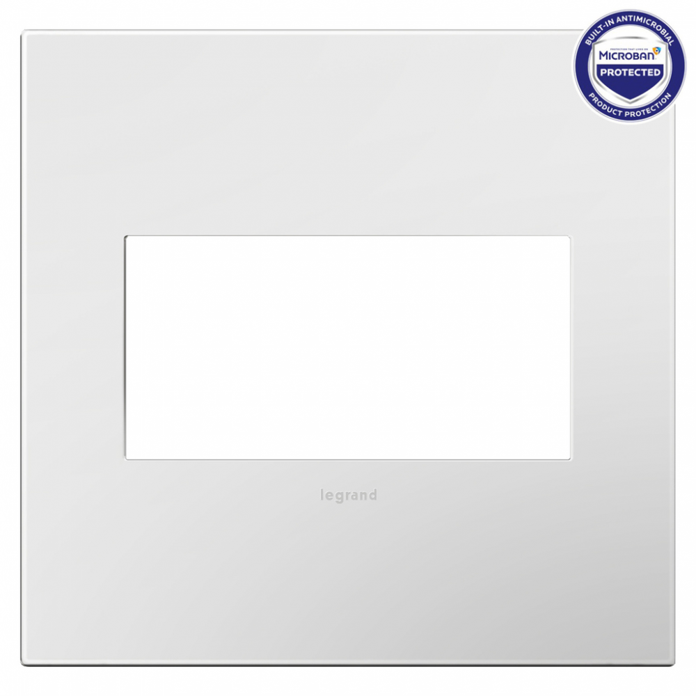 adorne® Gloss White-on-White Two-Gang Screwless Wall Plate with Microban®