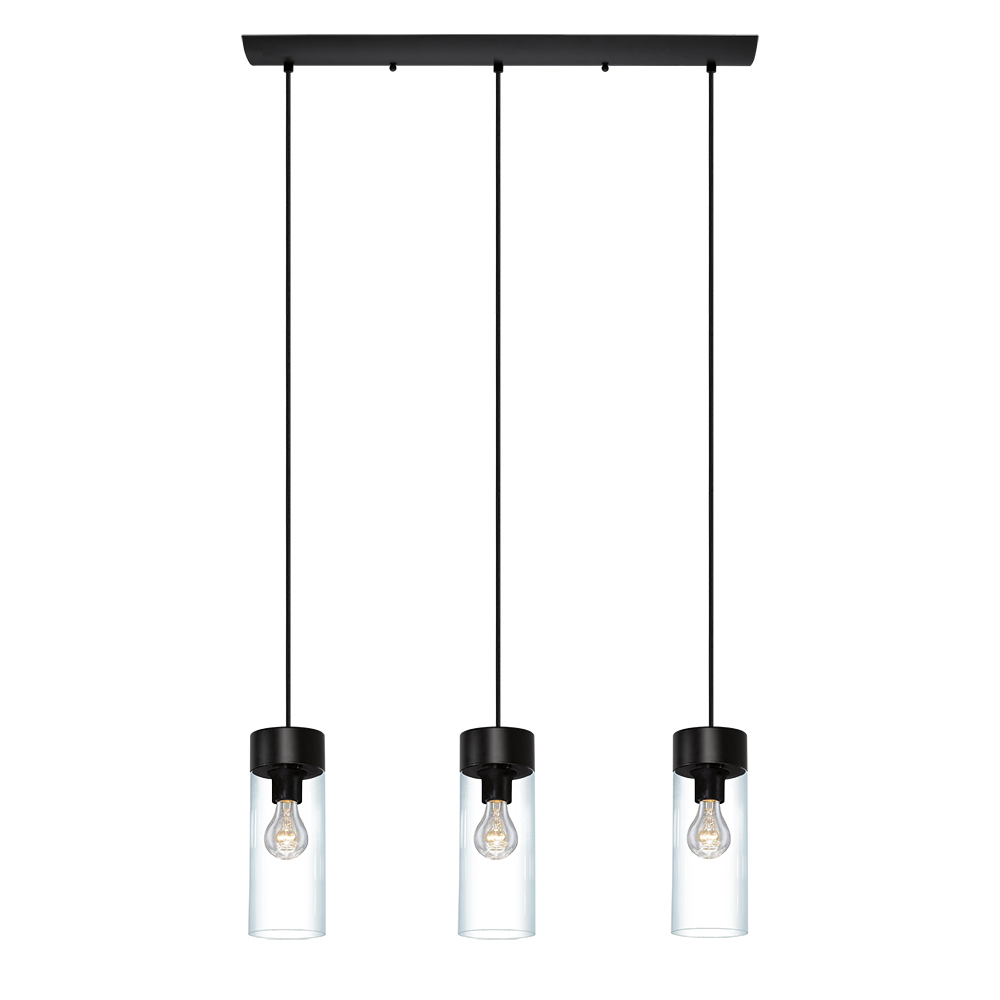 3 LT Linear Penadant w/ Matte Black Finish & Clear Glass Shades