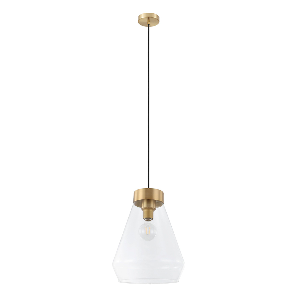 1 LT Pendant w/ Brushed Gold Finish & Clear Glass Shade