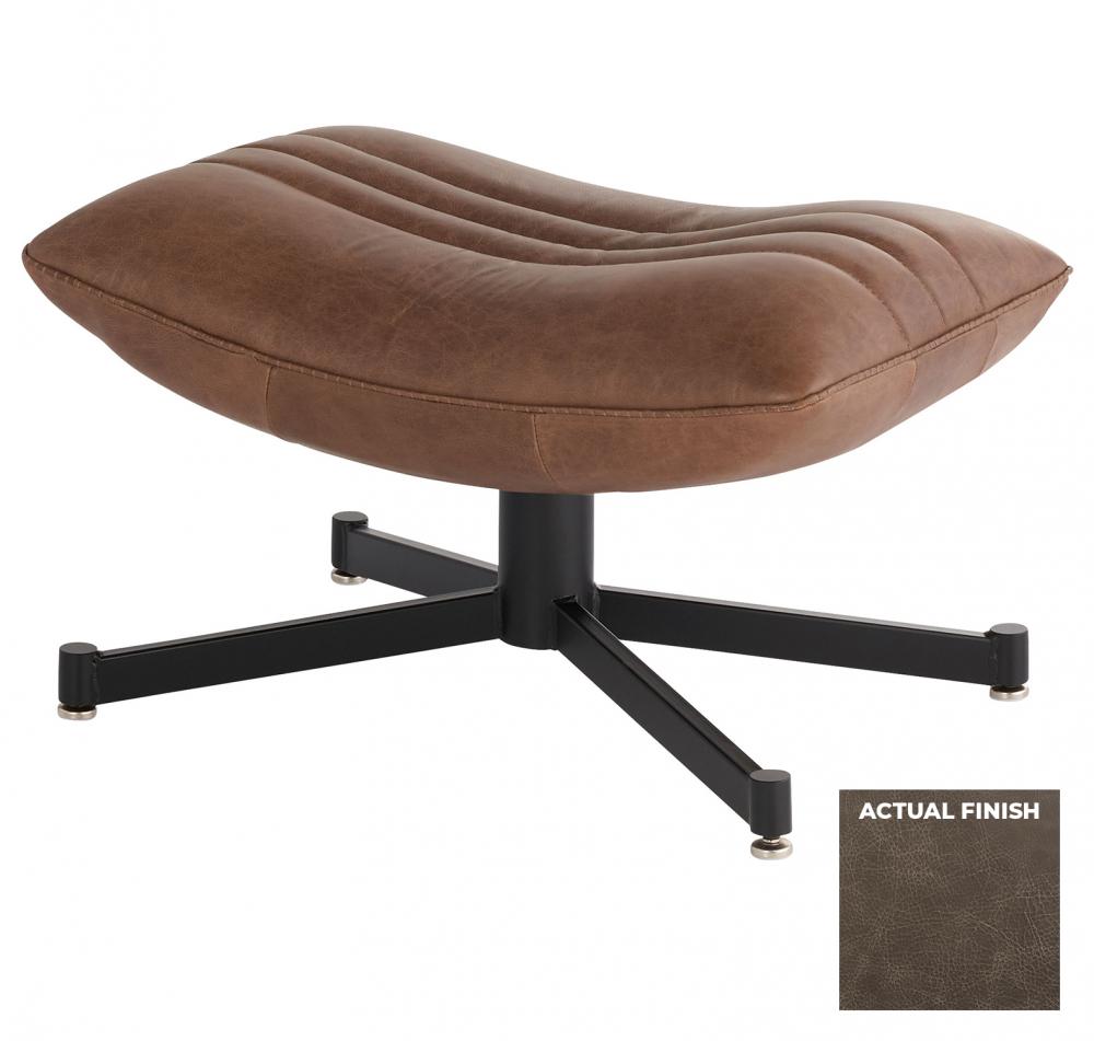 Eduarda Ottoman Grey Distressed Leather