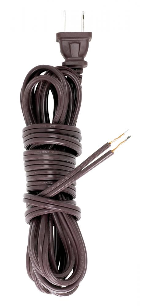 12 Foot 18/2 SPT-2 105C Cord Set; Brown Finish; 72" Hank; 150 Carton; Molded Polarized Plug;