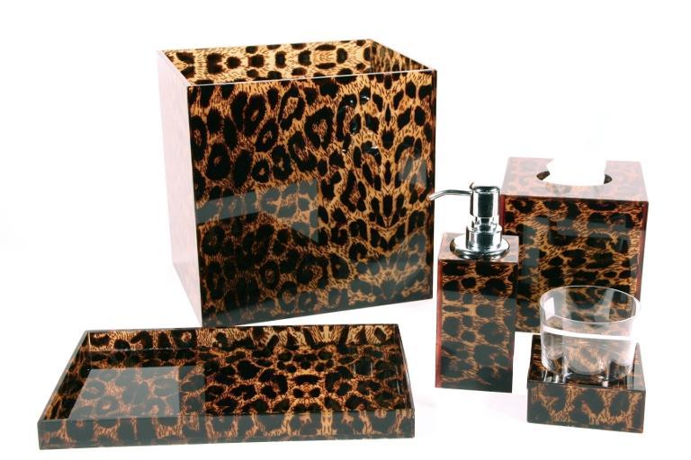 BATH GLASS HOLDER, LEOPARD