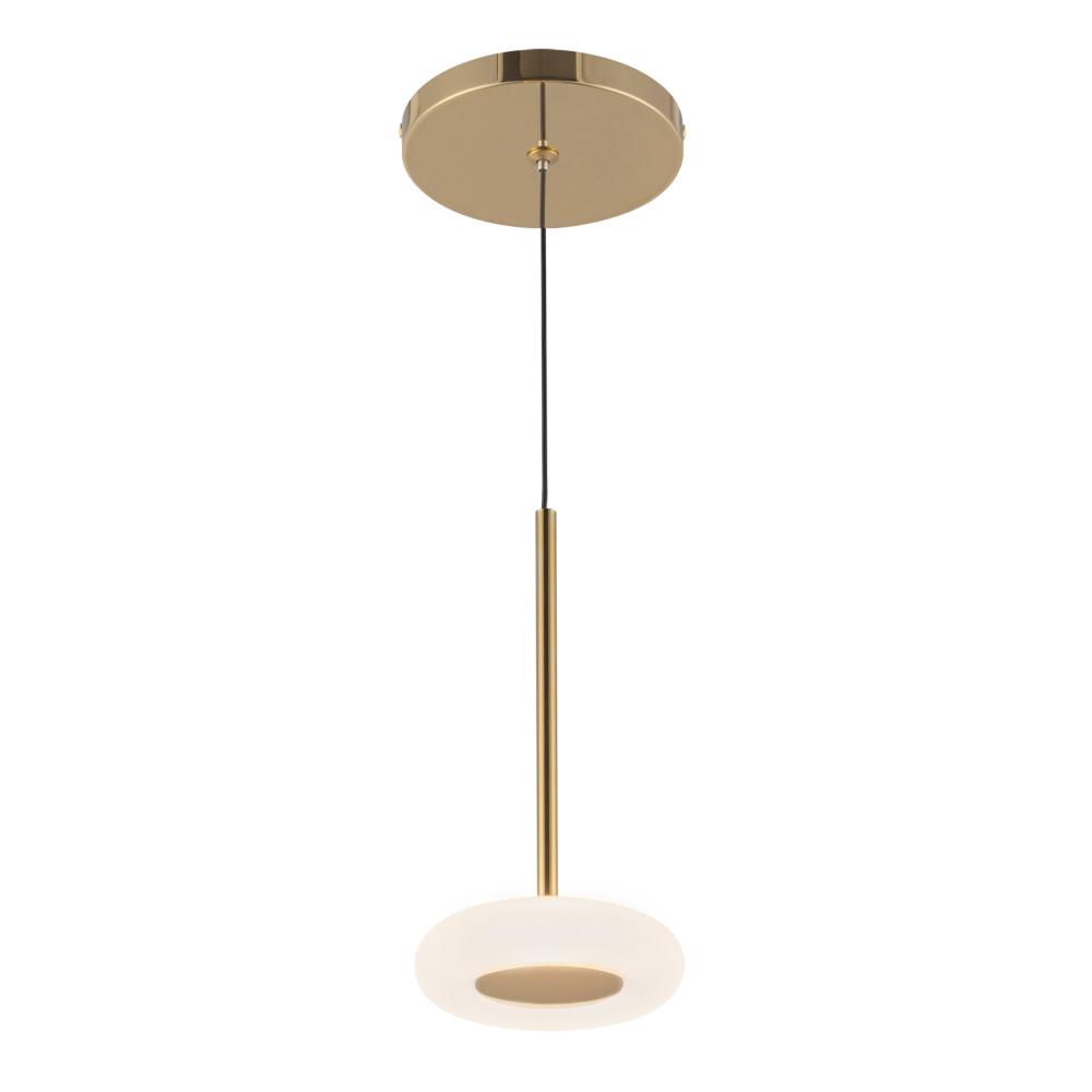 Stephord 4-in Metallic Brass/Frosted Glass LED Pendant