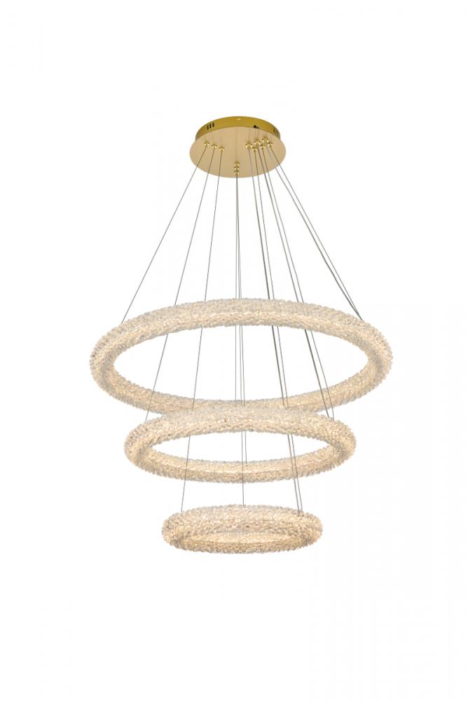 Bowen 32 Inch Adjustable LED Chandelier in Satin Gold