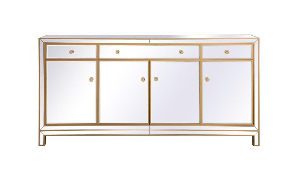 Reflexion 72 in. mirrored credenza in gold