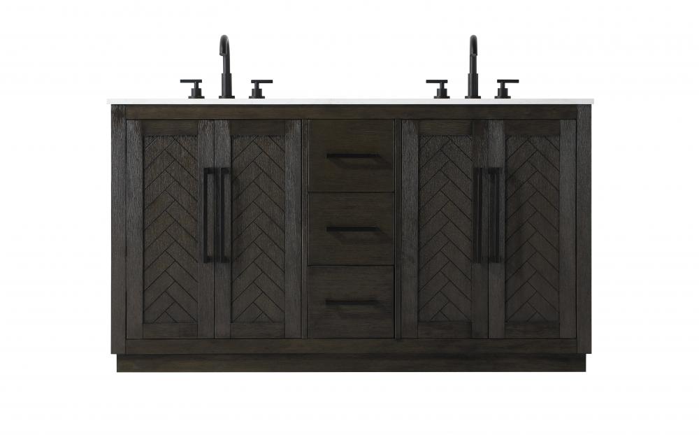 60 inch Double Bathroom Vanity in Chocolate Oak