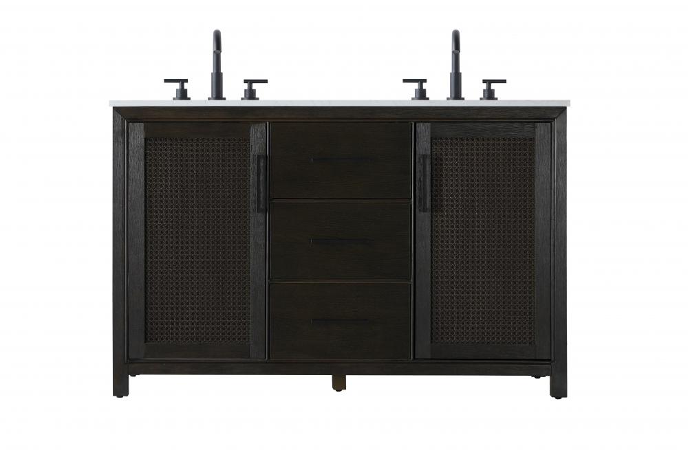 54 inch Double Bathroom Vanity in Chocolate Oak