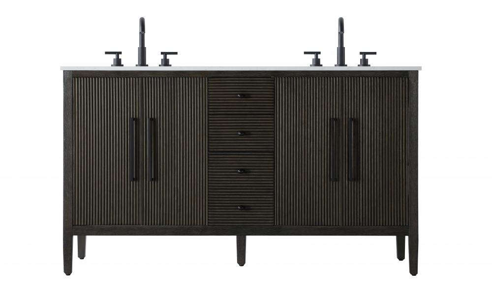 60 inch Double Bathroom Vanity Inchocolate Oak