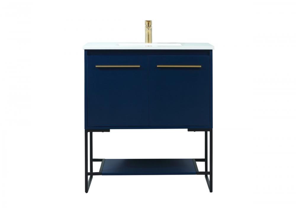 30 inch Single bathroom vanity in blue