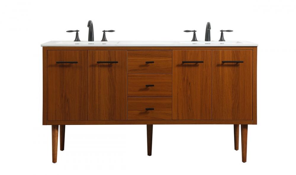 60 inch Single bathroom vanity in teak