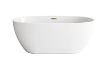 Elegant BT10759GW-BGD - 59 inch Soaking Bathtub in Glossy White with Brushed Gold Trim