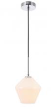 Elegant LD2257C - Gene 1 Light Chrome and Frosted White Glass Pendant