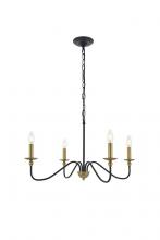 Elegant LD5006D30BRB - Rohan 4 light Matte Black and Brass Pendant