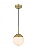 Elegant LD6026SG - Eclipse 8 inch Pendant Frosted White Shade in Satin Gold