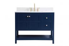 Elegant VF16442BL-BS - 42 Inch Single Bathroom Vanity in Blue with Backsplash