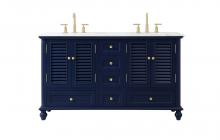 Elegant VF30560DBL - 60 inch double bathroom vanity in blue