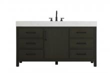 Elegant VF60660MMB - 60 inch Single Bathroom Vanity In Mocha Brown