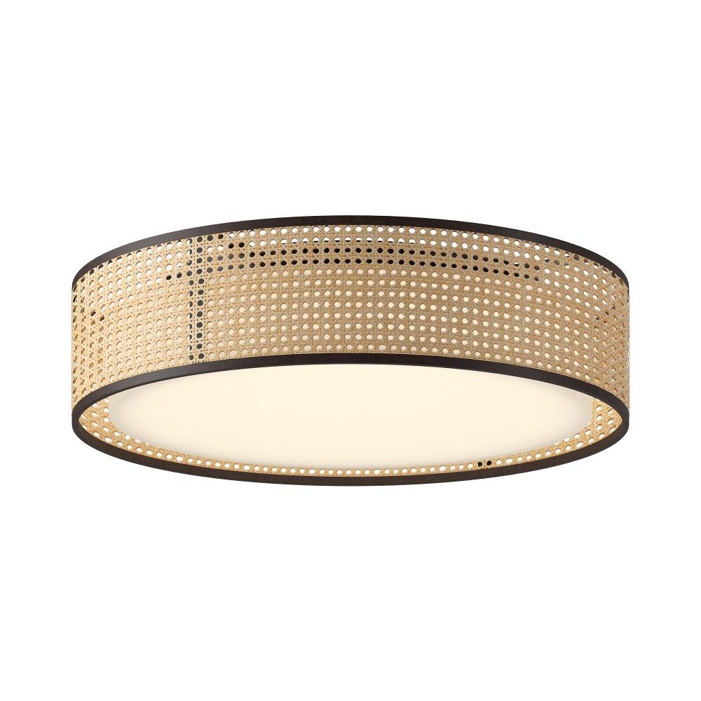 Lyla 20-in Rattan LED Flush Mount