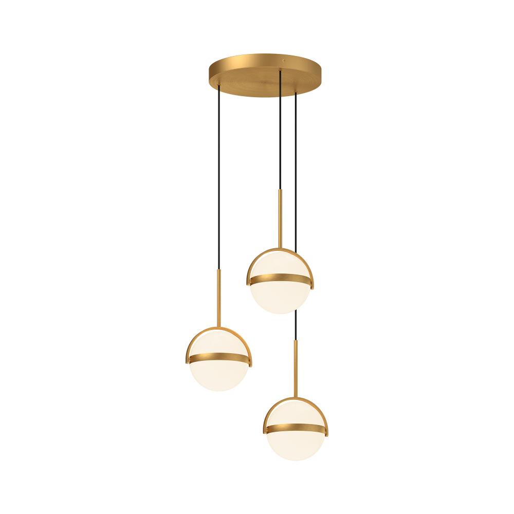 Globo 3 Head Brushed Gold LED Multi Pendant