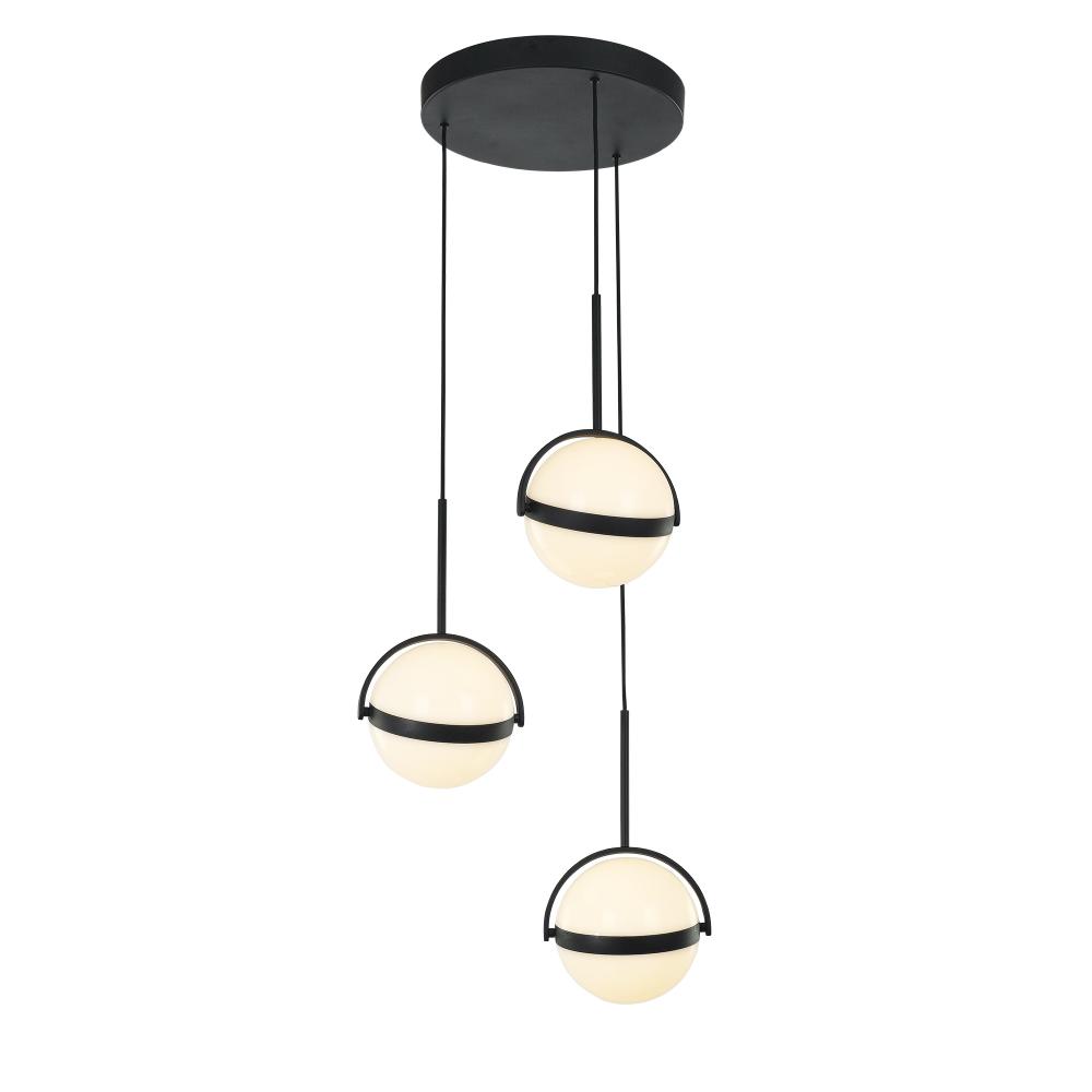 Globo 3 Head Matte Black LED Multi Pendant