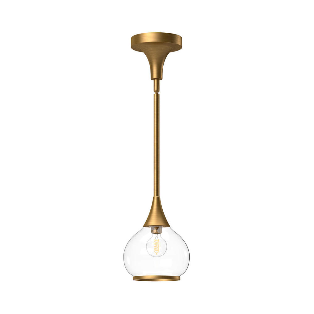 Hazel 6-in Aged Gold/Clear Glass 1 Light Pendant