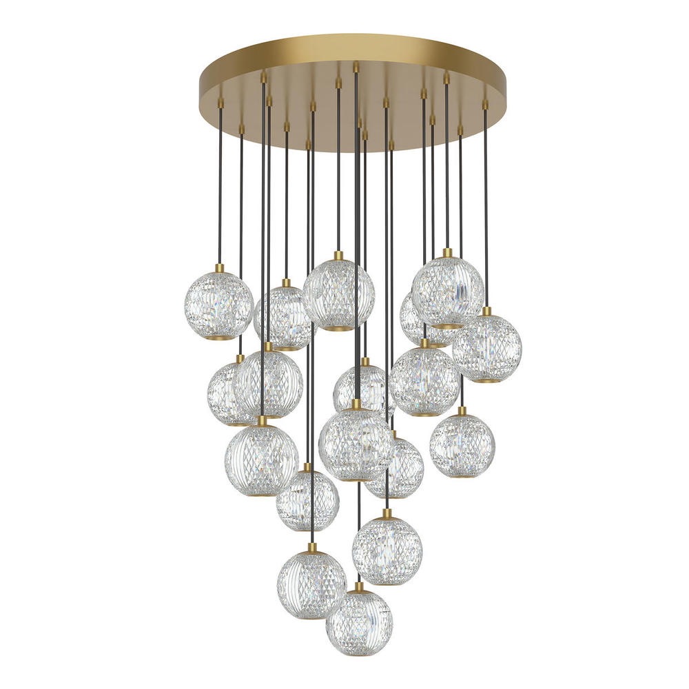 Marni 18 Head Natural Brass LED Multi Pendant