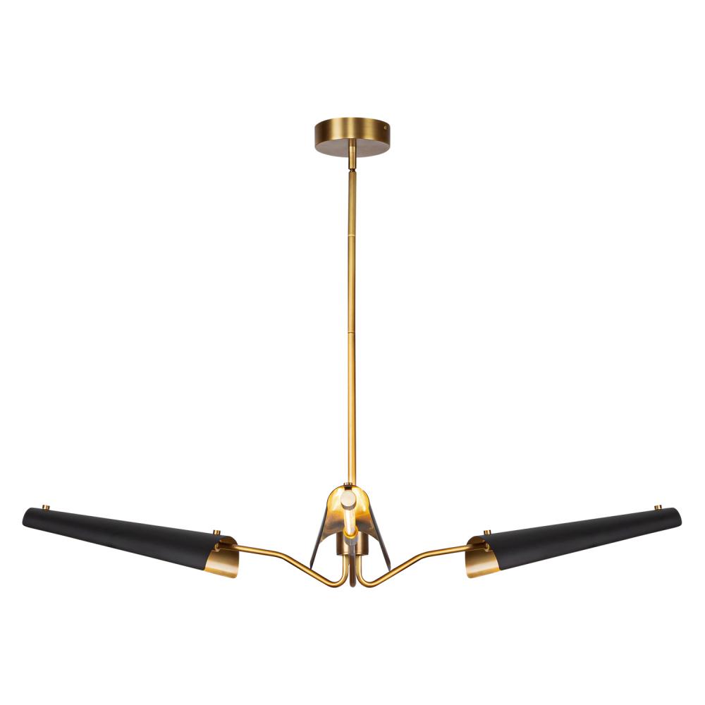 Osorio 46-in Matte Black/Vintage Brass LED Chandeliers