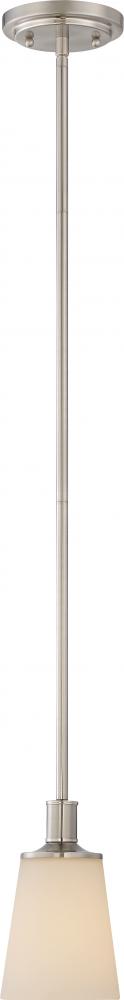 Laguna - 1 Light Mini Pendant with White Glass - Brushed Nickel Finish