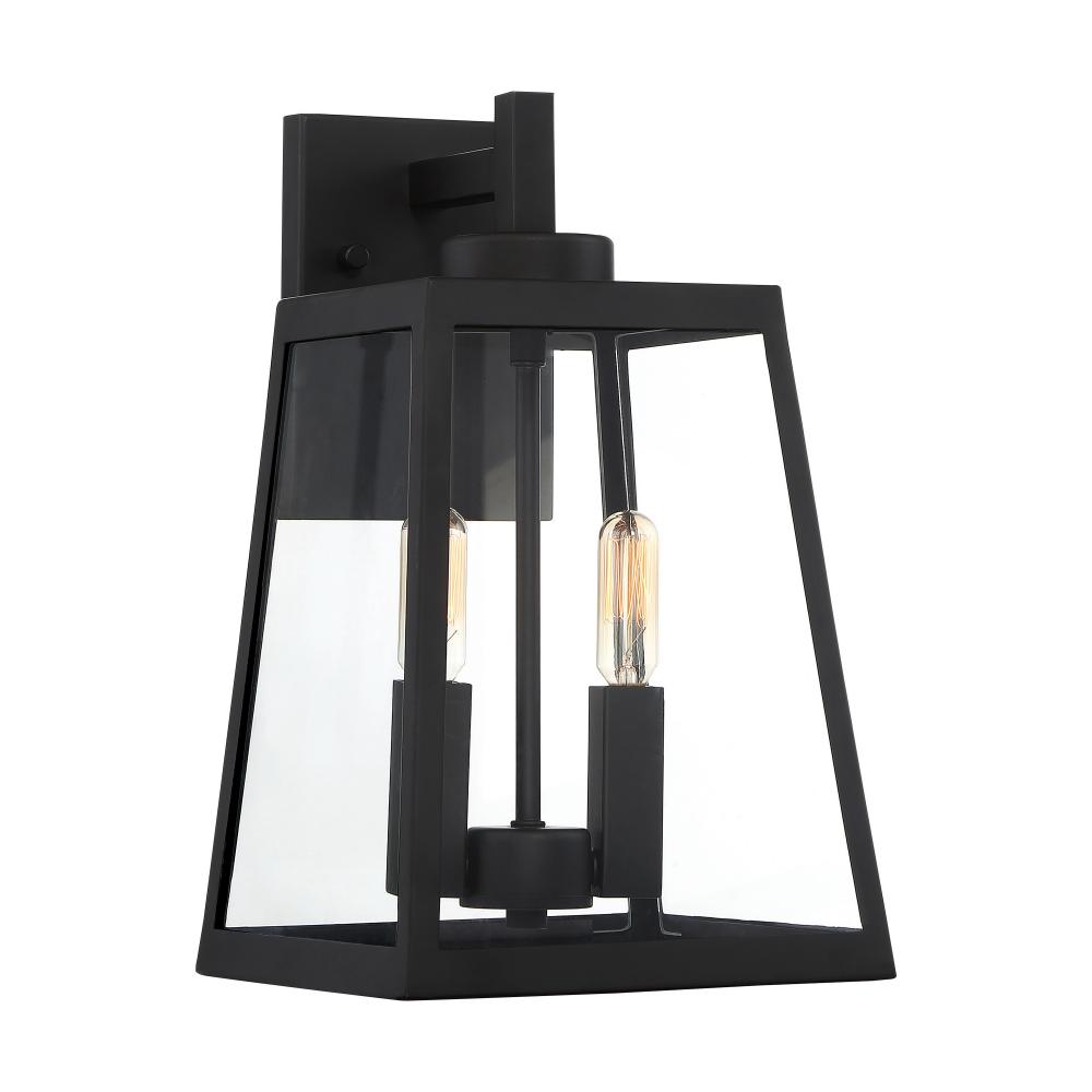 Halifax - 2 Light Medium Wall Lantern - with Clear Glass - Matte Black Finish