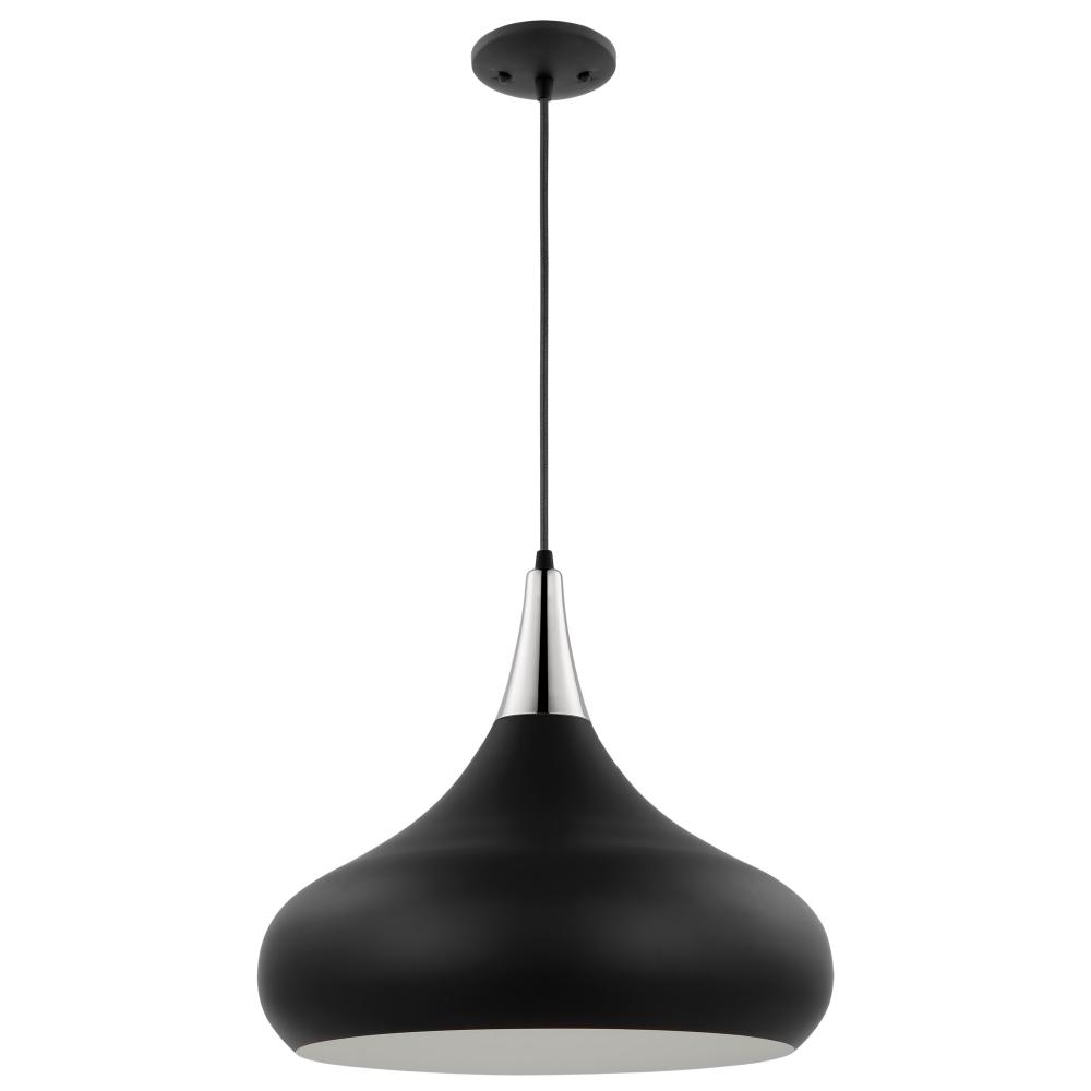 Phoenix; 1 Light; Large Pendant; Matte Black with Polished Nickel